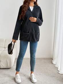 SHEIN Maternity Casual Hooded 3-In-1 Jacket For Spring And Autumn Women Winter Coat Women's Winter Coats Fall - Black - View 5
