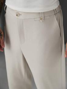 SLATEMANN Men's Solid Color Casual Business Suit Pants With Pockets - Beige - View 5