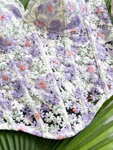 Soleia 女款浪漫度假上衣 春夏款 雛菊刺繡紋理印花 3D花卉裝飾 Bustier 適合休閒約會 情人節 下午茶 公路旅行 城市度假 音樂節 派對 波希米亞嬉皮風 西部風 可內穿外穿 全季日常通勤 - 淡紫色 - 查看 6