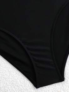 Swim Oasis OASIS Plus Size Vacation Swimwear Set, Black Print Sheer Cover-Up + Twist One-Piece Swimsuit 2 Pieces Set Beach Beige Summer Sexy Elegant - Black - View 8