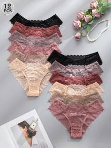 Snug Zone Set Celana Dalam Tanpa Jahitan 12pcs, Nyaman & Seksi, Set Celana Dalam Segitiga dengan Hiasan Renda - MultiWarna - View 2