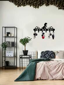1pc Sturdy Iron Dog Shaped Wall Mounted Key Holder Multi Hook Rack Rustproof Black Cute Pet Pattern Organizer For Keys Coats Hats Towels Entryway Hallway Home Decor Gift Housewarming - Black - View 4