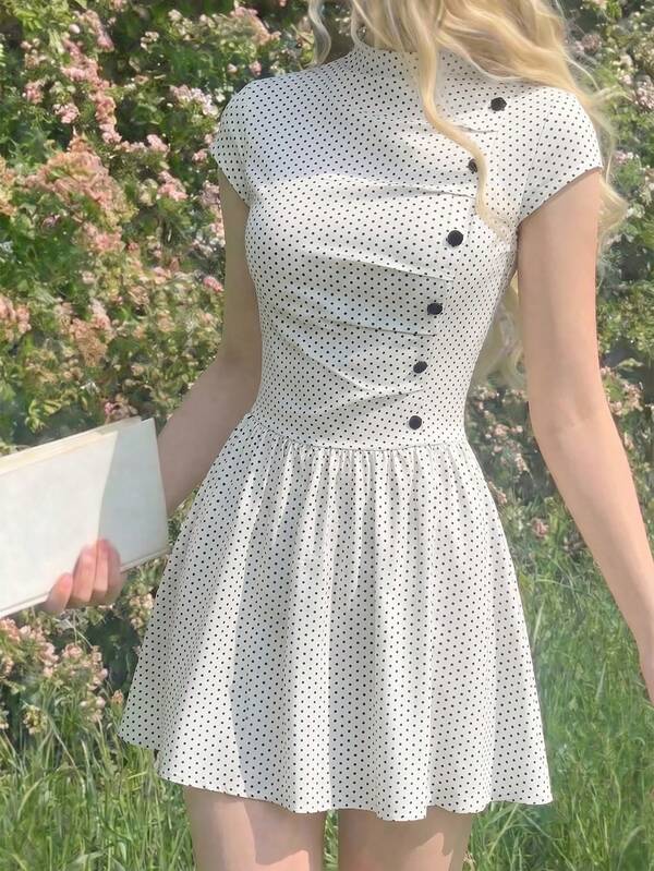 SHEIN MOD Solid White Flowy Mini Dress With Brown Corset Waist, V Neck Bell Sleeve Cottagecore Western Dress For Date Night, Easter, Spring & Summer
