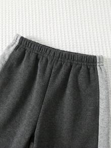 Cozy Pixies 男嬰拼色拼接字母印花圓領半拉鍊長袖套頭運動衫與鬆緊腰收口長褲兩件套 - 彩色 - 查看 5