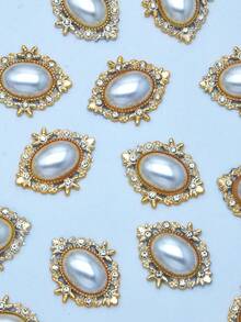 50/30Pcs Oval Crystal Stones And Faux Pearl Decorations, DIY Jewelry Making Supplies For Home And Apparel - multicolor - View 7