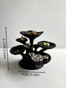 1 pieza Estante con ganchos creativos en forma de hongo, soporte para joyas, organizador artístico para dormitorio, oficina, sala de estar, regalo para San Valentín, Día de la Madre, Día del Padre, boda y hogar - Negro - Ver 2