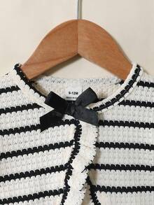 SHEIN Vintaside Kids 女嬰春夏紋理布料舒適百搭休閒夾克 - 黑與白 - 查看 5