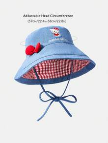 HELLO KITTY AND FRIENDS | SHEIN Women's Bow Embroidered Bucket Hat - Blue - View 8