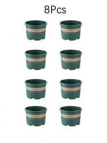 8 Buah Pot Bunga Desain Tong Vintage – Pot Plastik Tebal Besar untuk Tanaman Dalam dan Luar Ruangan, Dekorasi Taman Cokelat Rustic, Wadah Rumah & Teras Tahan Lama dan Kuat - Beraneka warna - View 11