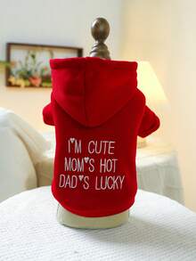 PETSIN 1pc Pet Hoodie, Cat And Dog Universal Clothing, Embroidered Letter Red Casual Hoodie, Suitable For Small Dogs To Wear At Home And For Daily Outings - Red - View 6