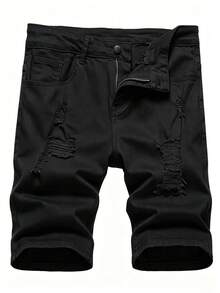Manfinity Hypemode Men's Plus Size Denim Skinny Shorts - Black - View 1