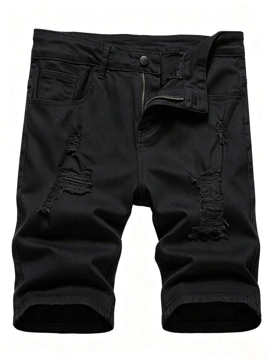 Manfinity Hypemode Men's Plus Size Denim Skinny Shorts - Black - View 1