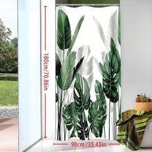 1pc Bright Green Leaf Pattern Shower Curtain - Waterproof, Polyester Woven Fabric, Leaf Pattern, Plant Theme, Machine Washable, Polyester Material, Does Not Block Light, Lightweight And Breathable - Green - View 10
