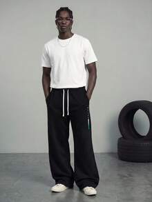 Sport MetroGents Men's Straight Knit Pants, Loose Fit Casual Sweatpants, Versatile For Spring And Autumn - Black - View 3