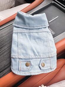 PETSIN 1pc Cat And Dog Clothing, Classic Blue Casual Jacket For Pets - Blue - View 6