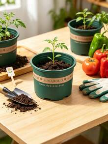 8 Buah Pot Bunga Desain Tong Vintage – Pot Plastik Tebal Besar untuk Tanaman Dalam dan Luar Ruangan, Dekorasi Taman Cokelat Rustic, Wadah Rumah & Teras Tahan Lama dan Kuat - Beraneka warna - View 6