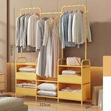 1pc Assembled Wardrobe Cabinet, Reinforced Iron Frame Clothes Rack For Home Bedroom, Clothing & Miscellaneous Storage, Modern Design, Durable - Multicolor - View 17