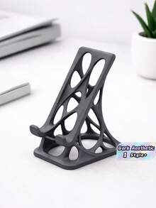 1PC 3D Printed Streamlined Bionic Hollow Plastic Style Skeleton Bone Line Gray Phone Stand Desktop Lazy Holder Creative Portable Decorative Universal Mobile Support Fixed Stand For Office Home Desk Gaming Watching Cell Phone Holder Stand - Multicolor - View 1