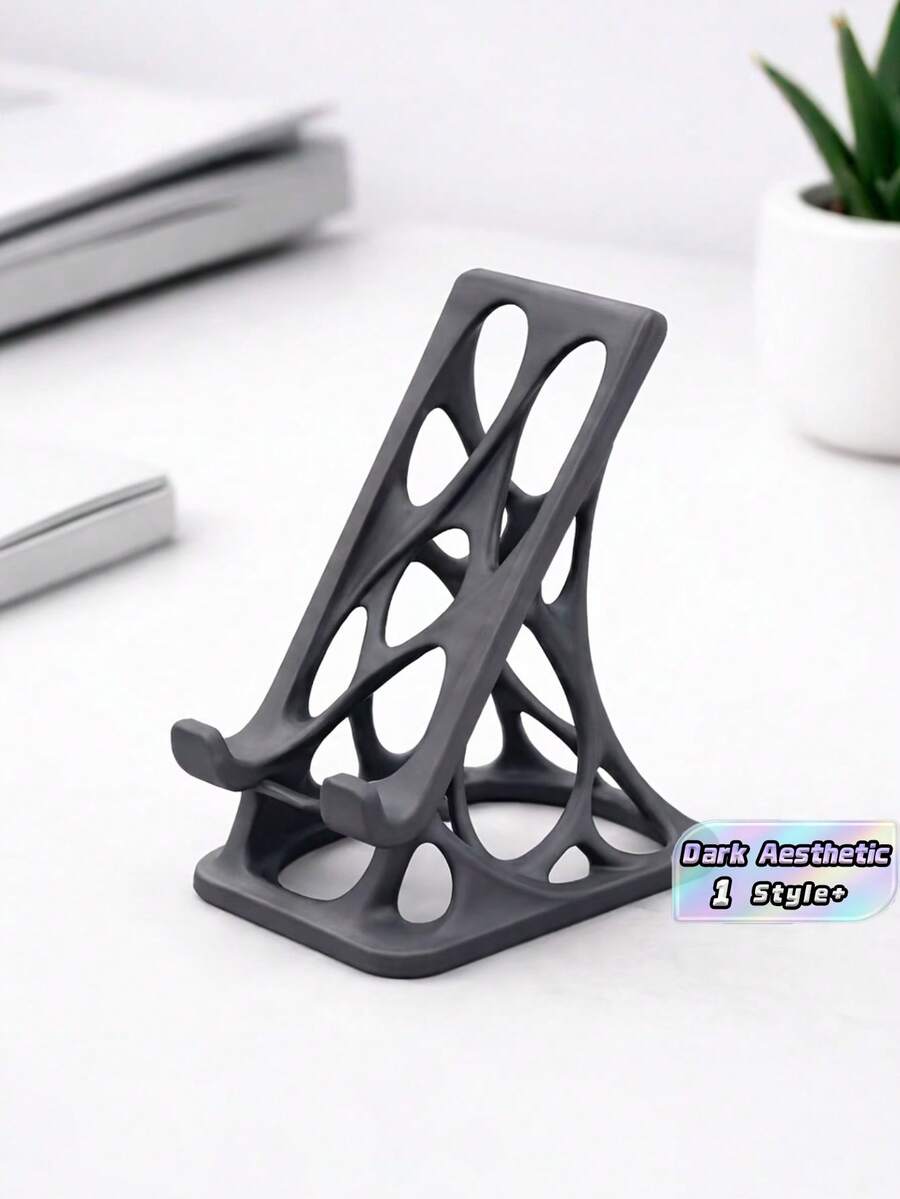 1PC 3D Printed Streamlined Bionic Hollow Plastic Style Skeleton Bone Line Gray Phone Stand Desktop Lazy Holder Creative Portable Decorative Universal Mobile Support Fixed Stand For Office Home Desk Gaming Watching Cell Phone Holder Stand - Multicolor - View 1