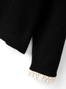 GlowEve CURVE Plus Size Elegant Fitted 3D Lace V-Neck Long Sleeve Pullover Sweater - Black - View 5