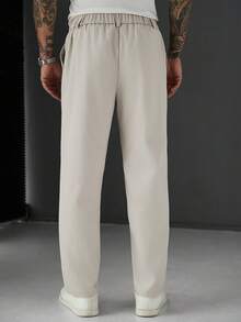 SLATEMANN Men's Solid Color Casual Business Suit Pants With Pockets - Beige - View 2