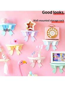Joivida 1Pc Soft Girl Display Stand, Pink Bow Storage Rack, Wall-Mounted Storage Rack, Girlish Room Decoration - Multicolor - View 7