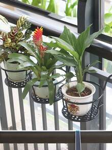 1件裝黑色鍛鐵掛式花盆支架附掛鉤，耐用防鏽承重穩固，易安裝金屬植物籃架，適用陽台、露台、圍欄、花園牆面裝飾 - A - 查看 6