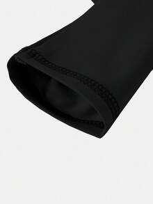 SHEIN Serisse Kids Tween Girl Casual Modest All Black Line Yoga Sports Slim Fit Zip-Up Stand Collar Knit Solid Color Top High Waist Leggings Set Summer - Black - View 12