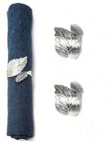 24Piece Leaf Shape Napkin Rings, Shiny Metal Napkin Rings For Dinner Table Decoration, Fashion Autumn Napkin Rings Bulk, Ideal For Christmas, Easter, Wedding, Party, Elegant Table Setting Gift Ideas - Silver - View 13