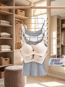 1PC 4/8-Layer Multi-Layer Folding Lingerie Hanger - Space-Saving Camisole Storage Rack, Can Store Clothes, Ties, Etc. For Spa Guest Clothing Storage System, Spa Storage System, Salon Spa Shop. - Silver - View 3