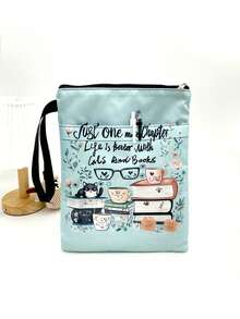 1PC Waterproof Washable Zippered Durable Portable Protective Fits Multiple Books Blue Cat Print Book Sleeve Cover Pouch For Students Teachers Book Lovers School Office Travel Reusable Gift Back To School - multicolor - View 2