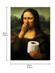 Joivida 1pc Funny Mona Lisa Parody Canvas Wall Art, Unframed Classic Portrait Print Poster, Quirky Modern Decorative Painting For Living Room, Bedroom, Dorm, Office, Cafe, Apartment Home Decor & Gift - multicolor - View 12