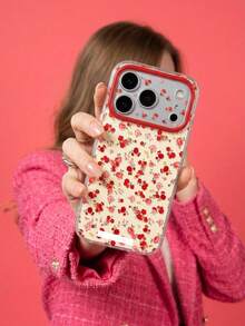 ShellaStory Elegant Romantic Full Screen Red Rose Flower Pattern Phone Case Compatible With IPhone 17 Pro Max 17 Pro 17 16 Pro Max 16 Pro 16 15 Pro Max 15 Pro 15 14 Pro Max 14 Pro 14 13 Pro 13 Pro Max 13 Fashion Floral Shockproof Protective Cover - Rose Red - View 2