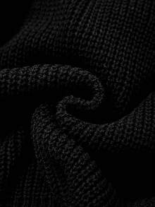 GlowEve CURVE Plus Size Elegant 3D Floral Beaded V-Neck Drop Shoulder Long Sleeve Pullover Sweater Winter - Black - View 6