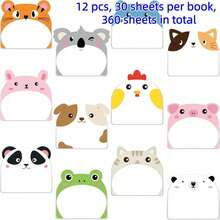 240/360pcs Pieces Of Sticky Notes With Cute Animal Themes Are Suitable For Daily Office Message Scrapbook Decoration DIY Tearable And Writable Stickers And Various Animal-Shaped Sticky Notes (20/30 Pieces Each, A Total Of 12 Sets). - one-size - View 9