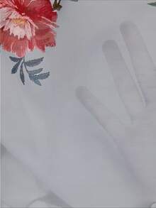 EMERY ROSE 女款花卉印花拼接荷葉邊長袖時尚度假襯衫 - 灰色 - 查看 4