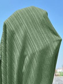 Boho Mama Maternity Solid Color Round Neck Short Sleeve Ruffle Hem Casual Dress - Green - View 8