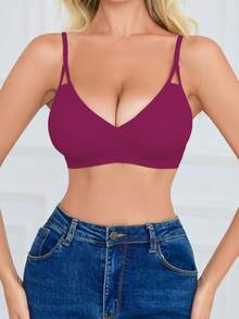 SHEIN 女款無縫內衣，1件裝 - 中紫紅色 - 查看 3