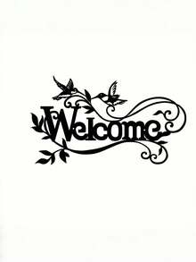 1PC Modern Iron Welcome Sign Hanger Durable Indoor Outdoor Decor With Branch Bird Silhouette Pattern Rustproof Elegant Handmade Art Piece For Living Room Kitchen Garden Office Front Door Home Decoration Gift - Black - View 3