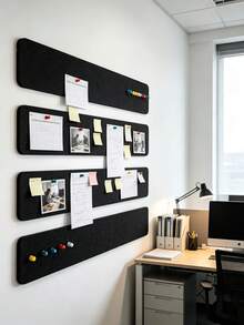 4PCS High Density Self Adhesive Felt Bulletin Board Strips Easy Install No Damage Wall Removable Pin Board For Notes Photos Schedule Office Wall Decor With 12 Free Staplers Random Color - A - View 5