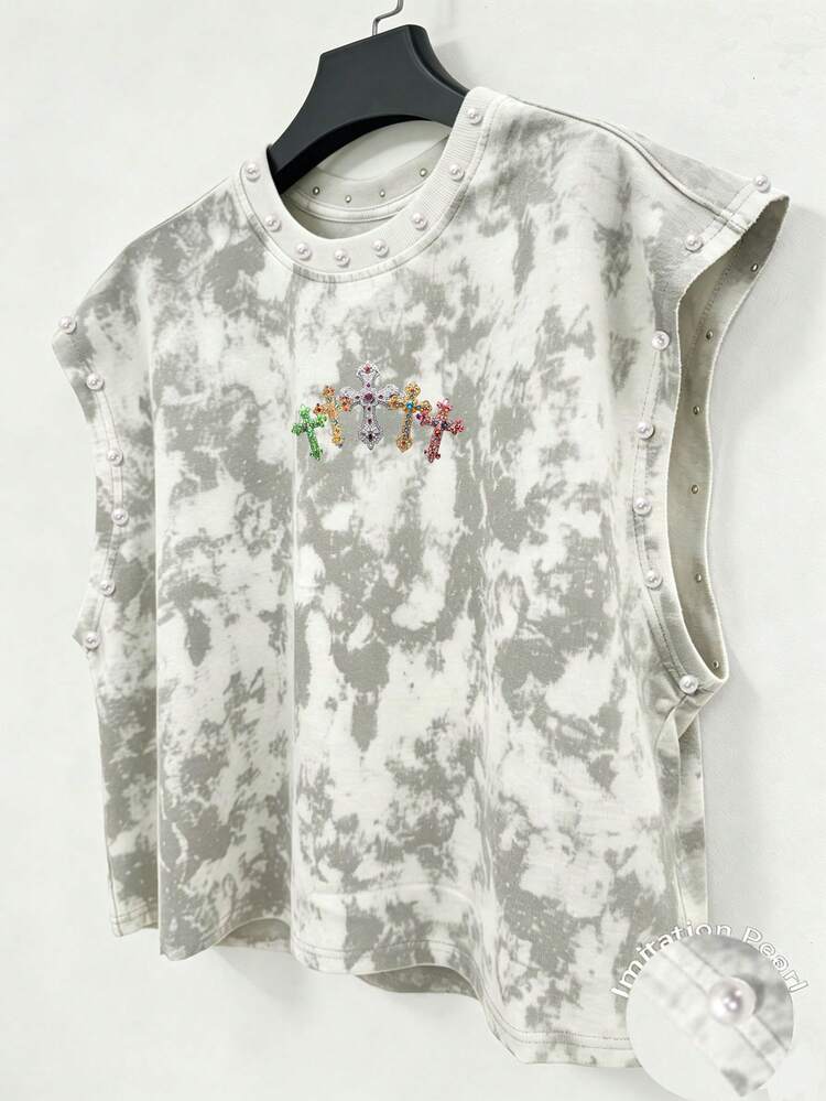 Manfinity EMRG Men's Cross Print Crew Neck Tank Top - White - View 2