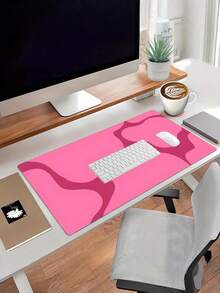 1PC Extra Large Non Slip Rubber Base Washable Polyester Pink Gaming Office Mouse Pad Desk Mat For Computer Keyboard Laptop Home Remote Work Desk Accessory - multicolor - View 3