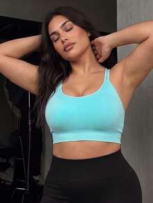 Slayform Women's Plus Size Solid Color Cropped Tank Top For Daily Wear And Fitness - Multicolor - View 3