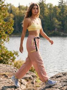 WanderVale Women's Loose Casual Hiking Pants With Zipper Pockets - Pink - View 1