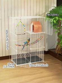 1pc Large Bird Cage Wrought Iron Indoor Aviary For Parakeet Budgie Cockatiel Conure Lovebird Finch Canary With Rolling Stand Removable Tray Easy Assembly Durable Rust Resistant 4 Wheels Pet Villa Home Use Gift - Assembled Version - View 8