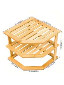 1 PC 3 Tier Corner Shelf Space Saving Sturdy Durable Easy Clean Quick Assembly Multipurpose Storage Rack Organizer For Kitchen Pantry Countertop Cabinet Organization Must Have Home Decor Gift - multicolor - View 2