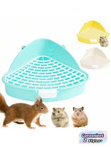 1 Buah Kotak Pasir Kelinci Segitiga, Toilet Sudut Plastik untuk Hewan Kecil, Kelinci, Musang, Hamster, Chinchilla - Pet C - MultiWarna - View 1