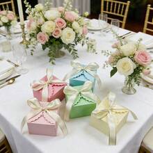 25 pièces Petites boîtes en papier à thème printanier pour bonbons et friandises avec ruban, boîtes cadeaux en papier pour biscuits, fournitures de fête pour anniversaire et mariage - multicolore - Voir 7