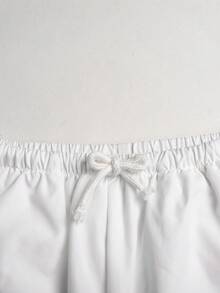 SHEIN 少女/青少年黑白拼接宽松休闲打底抽绳阔腿运动裤 - 黑與白 - 查看 8