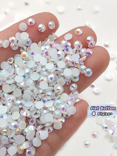 500PCS Multi Pieces Mixed Sizes Flat Bottom Round Clear AB Glass Shiny Bling Iridescent Non Hot Fix Crystal Flatback Rhinestones For DIY Crafts Nail Art Clothes Mugs Makeup Wedding Party Home Decor Craft Supplies Nail Art Accessories